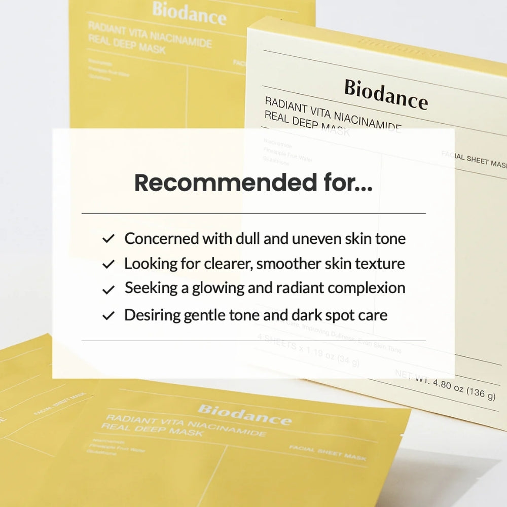 Biodance Radiant Vita Niacinamide Real Deep Mask (34g*4)