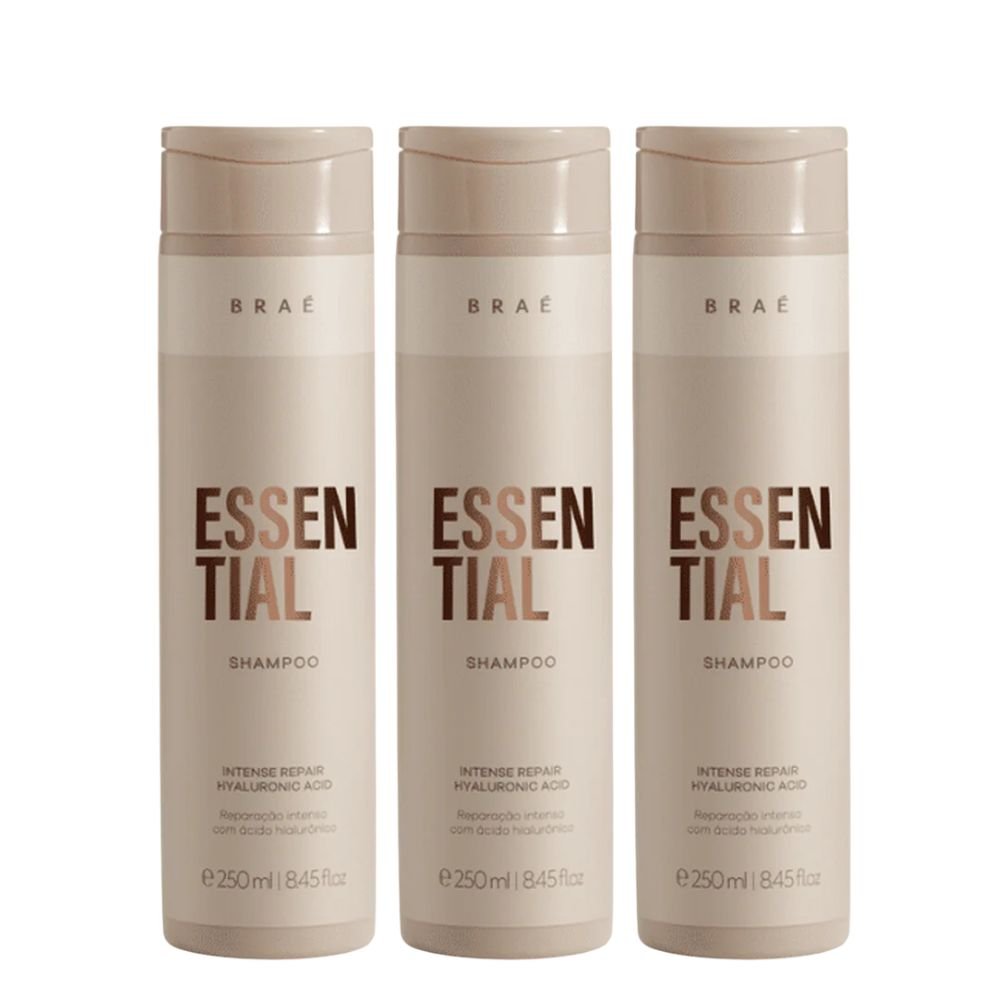 BRAÉ Essential Hyaluronic Acid Shampoo 250ml 3 Pack Set - Beauty Tribe