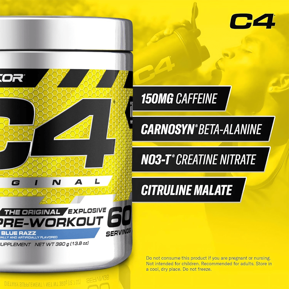 C4 Original Pre Workout Powder Icy Blue Razz Flavor – 50 Servings - Beauty Tribe
