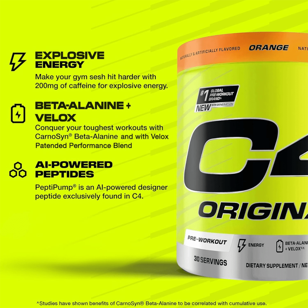 C4 Original Pre Workout Powder Orange Burst Flavor – 30 Servings - Beauty Tribe