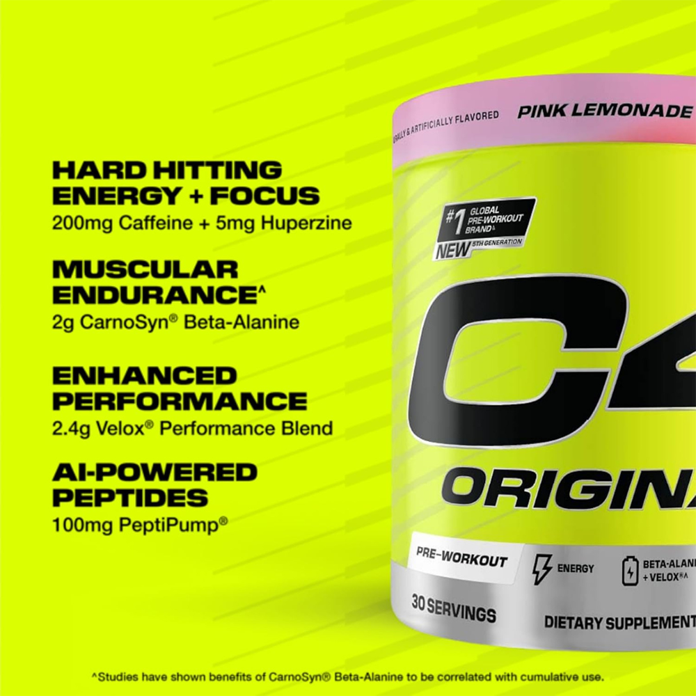 C4 Original Pre Workout Powder Pink Lemonade Flavor – 30 Servings