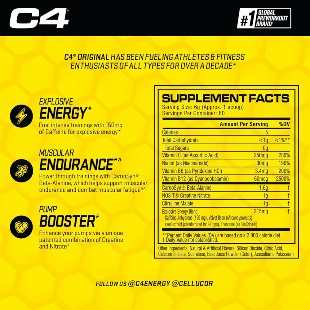 C4 Original Pre Workout Powder Pink Lemonade Flavor – 50 Servings