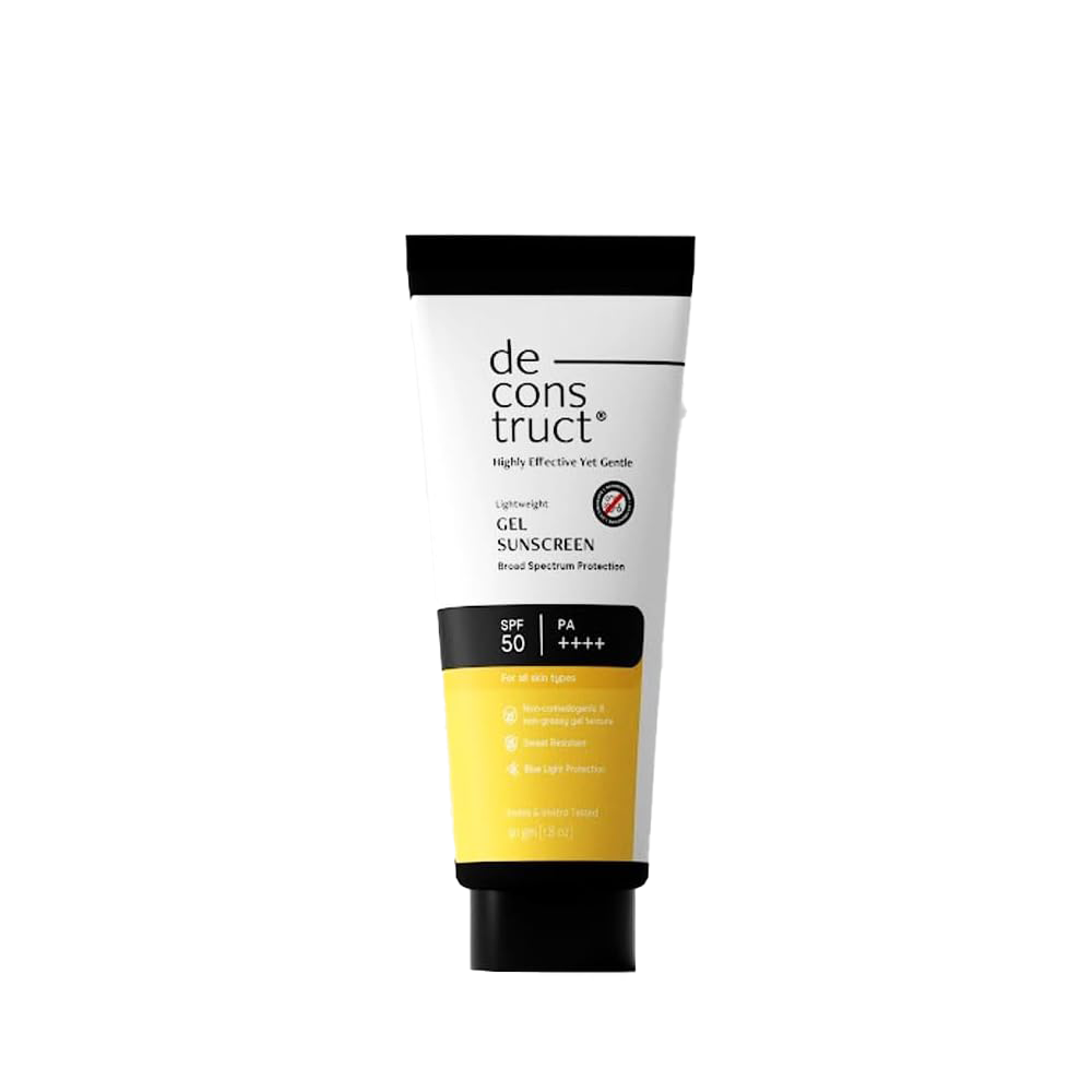 Deconstruct Lightweight Gel Sunscreen| SPF 55+ and PA+++ - No White Cast for Men & Women, 50gm