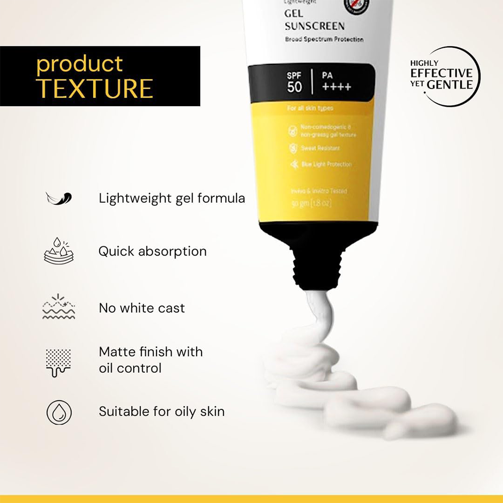 Deconstruct Lightweight Gel Sunscreen| SPF 55+ and PA+++ - No White Cast for Men & Women, 50gm