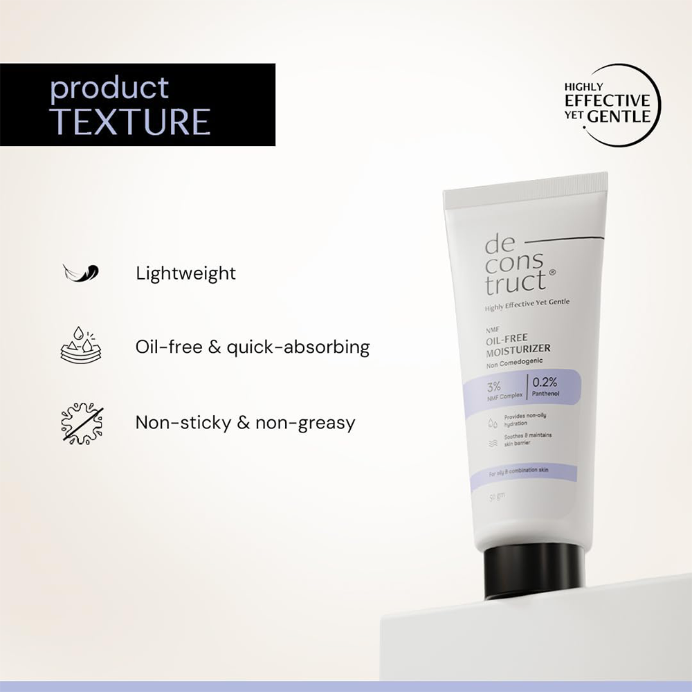 Deconstruct Oil-Free Moisturizer | Non Sticky, Lightweight, Non-Comedogenic & Fast-Absorbing | Tested for 72H Hydration | For Oily, Acne-Prone & Sensitive Skin |50g