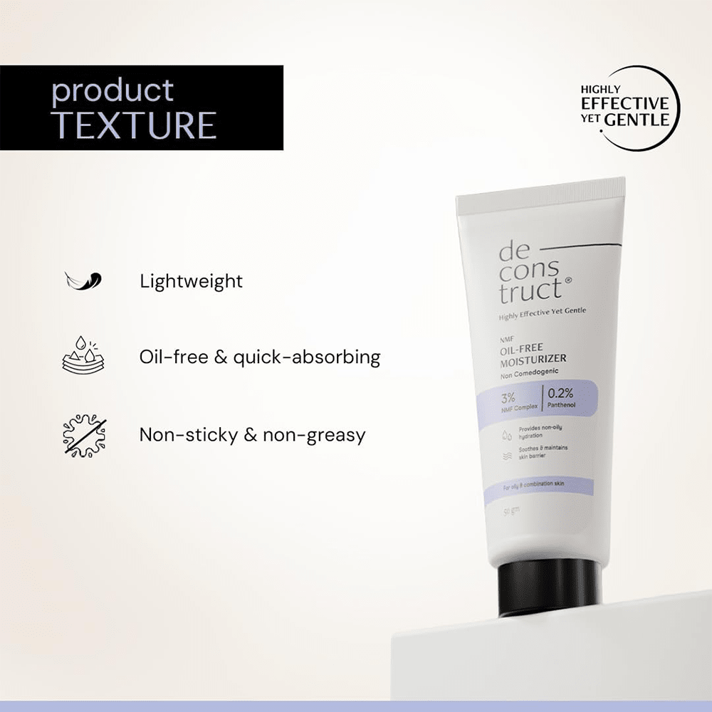 Deconstruct Oil-Free Moisturizer | Non Sticky, Lightweight, Non-Comedogenic & Fast-Absorbing | Tested for 72H Hydration | For Oily, Acne-Prone & Sensitive Skin |50g - Beauty Tribe