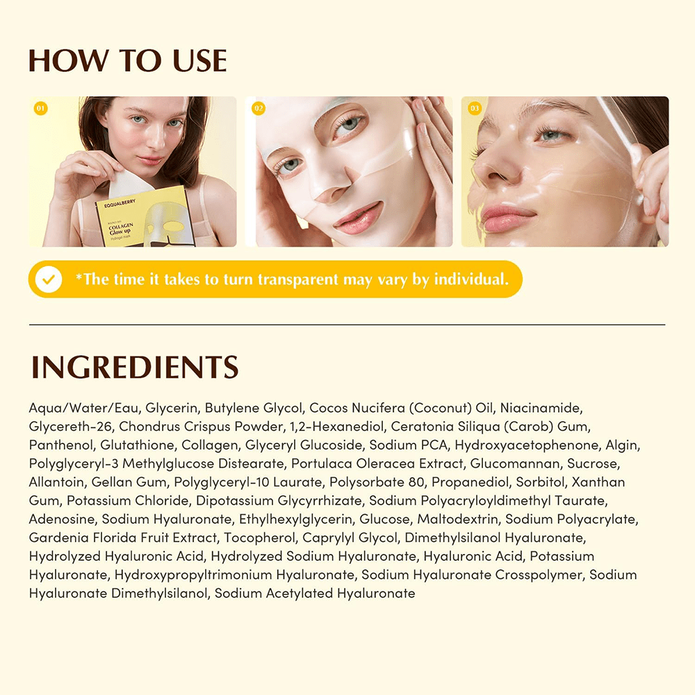 Eqqualberry Collagen Glow Up Mask with Niacinamide & Low Molecular Collagen 120ml - Beauty Tribe