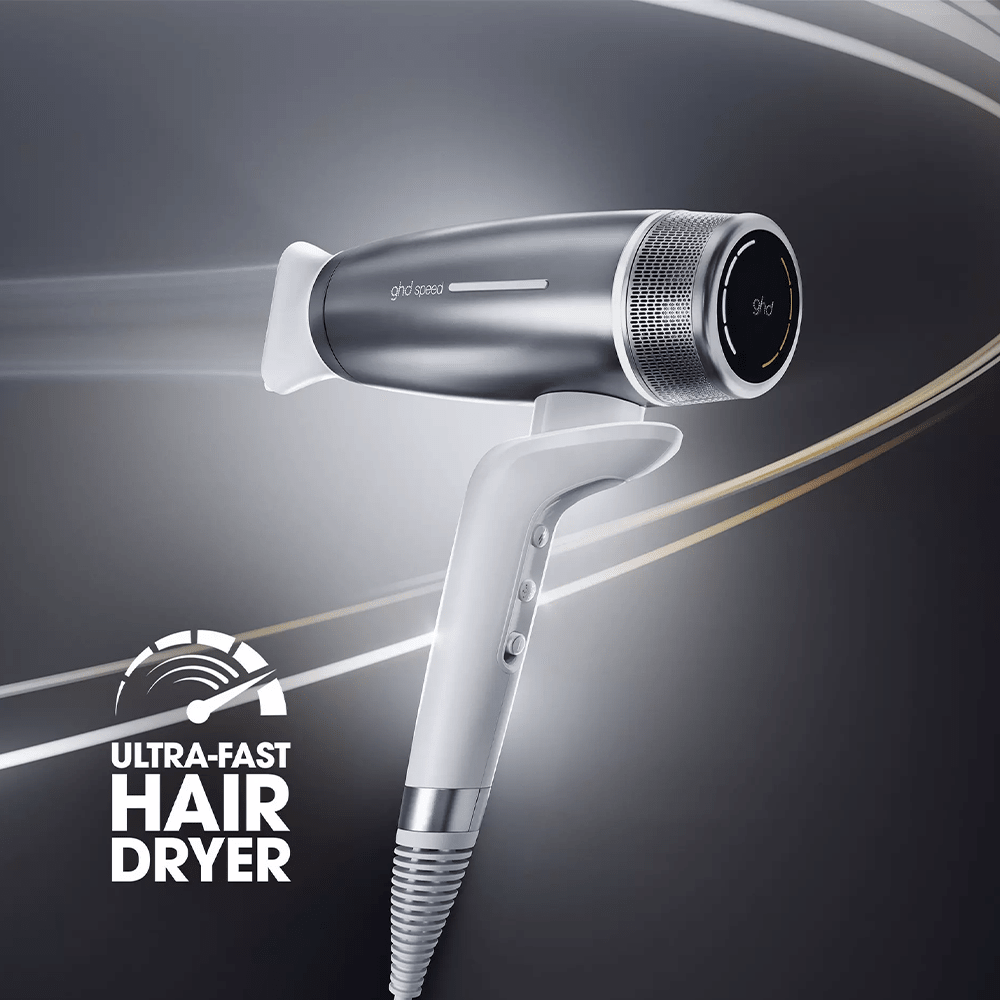 ghd Metallic Speed Ionic Hair Dryer White - Beauty Tribe