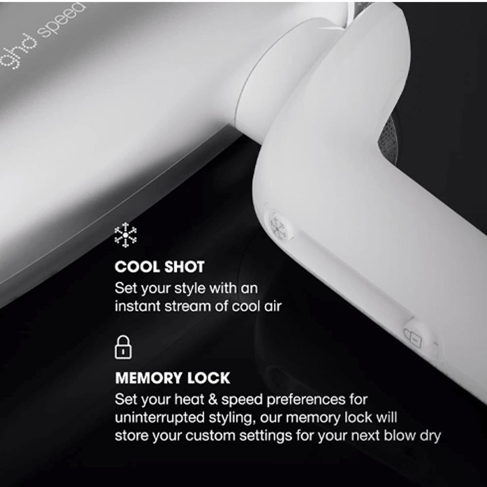 ghd Metallic Speed Ionic Hair Dryer White - Beauty Tribe