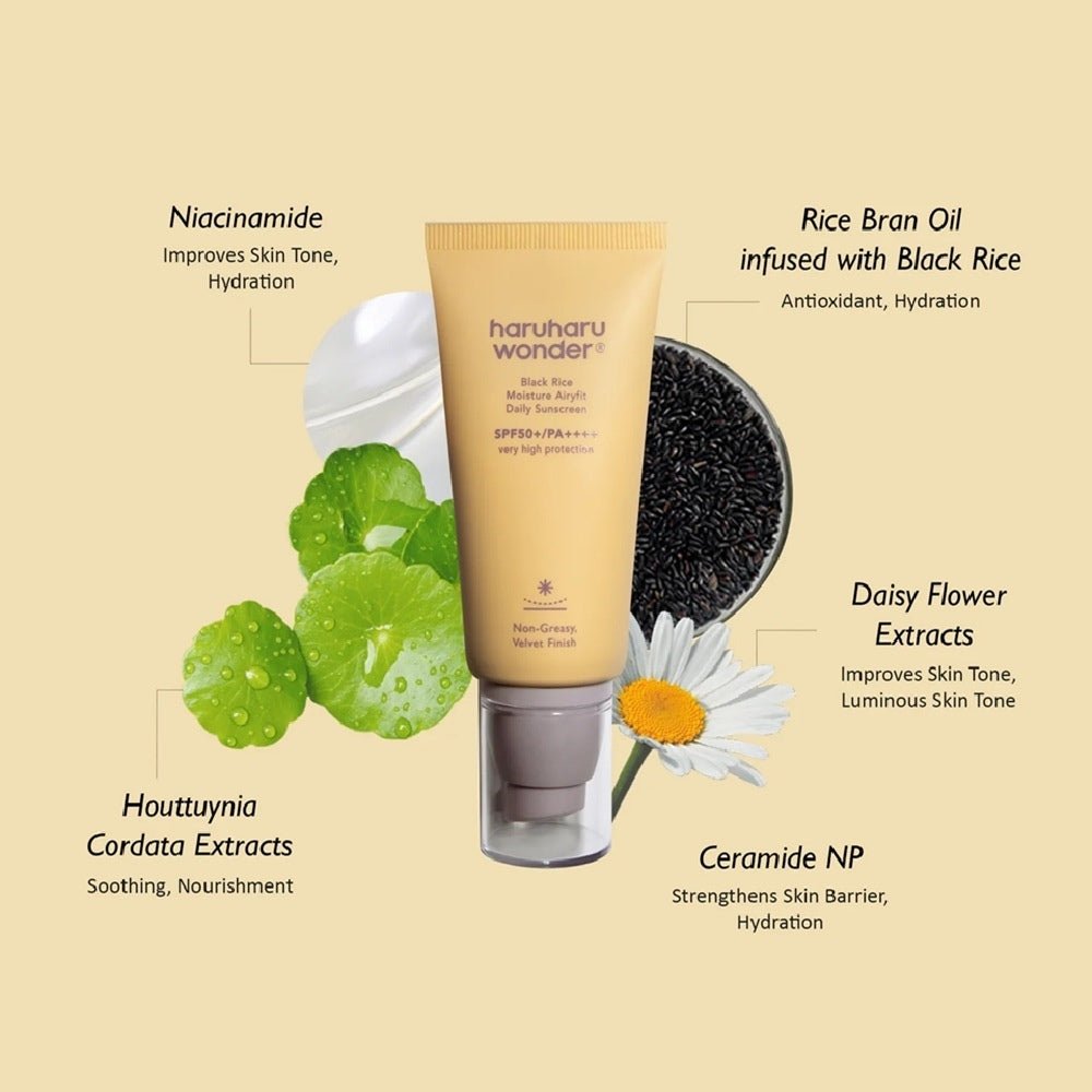 HaruHaru Wonder Black Rice Moisture Airyfit Daily Sunscreen SPF 50+/PA++++ 50 ml - Beauty Tribe