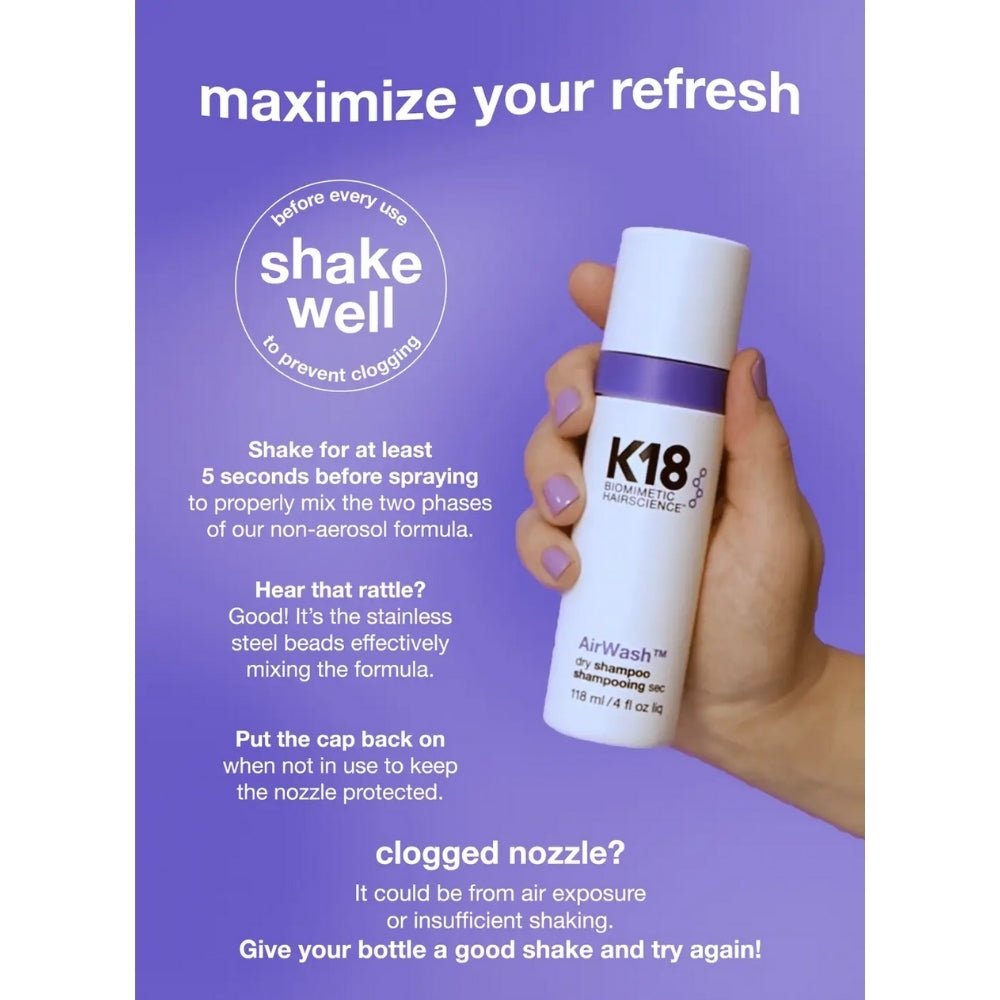 K18 Air Wash Dry Shampoo 118ml - Beauty Tribe