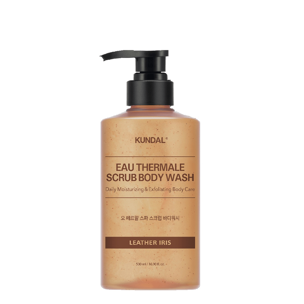 Kundal Eau Thermale Scrub Body Wash Leather Iris 500 ml - Beauty Tribe