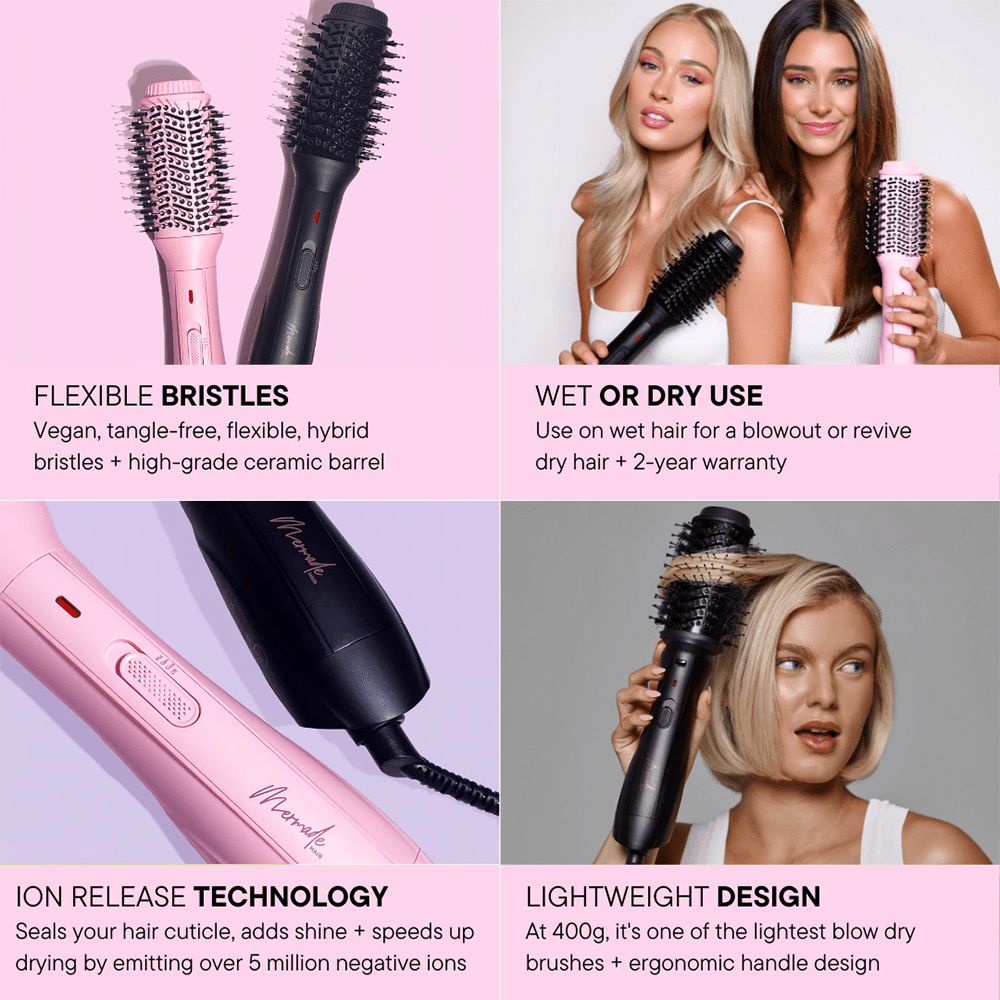 Mermade Hair Blow Dry Brush - Pink - Beauty Tribe