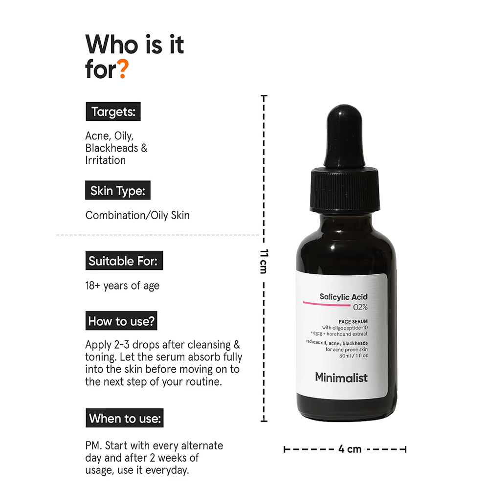 Minimalist 2% Salicylic Acid Serum For Oily Skin 30ml - Beauty Tribe