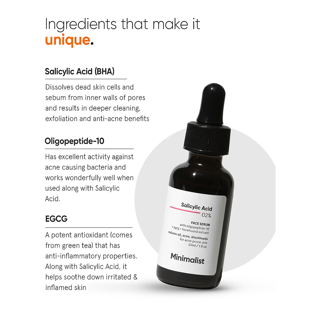 Minimalist 2% Salicylic Acid Serum For Oily Skin 30ml - Beauty Tribe