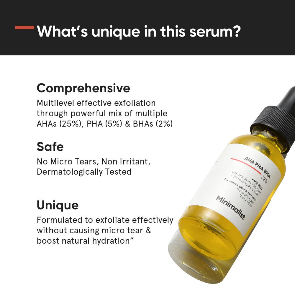 Minimalist AHA 25% + PHA 5% + BHA 2% Face Peel 30ml - Beauty Tribe