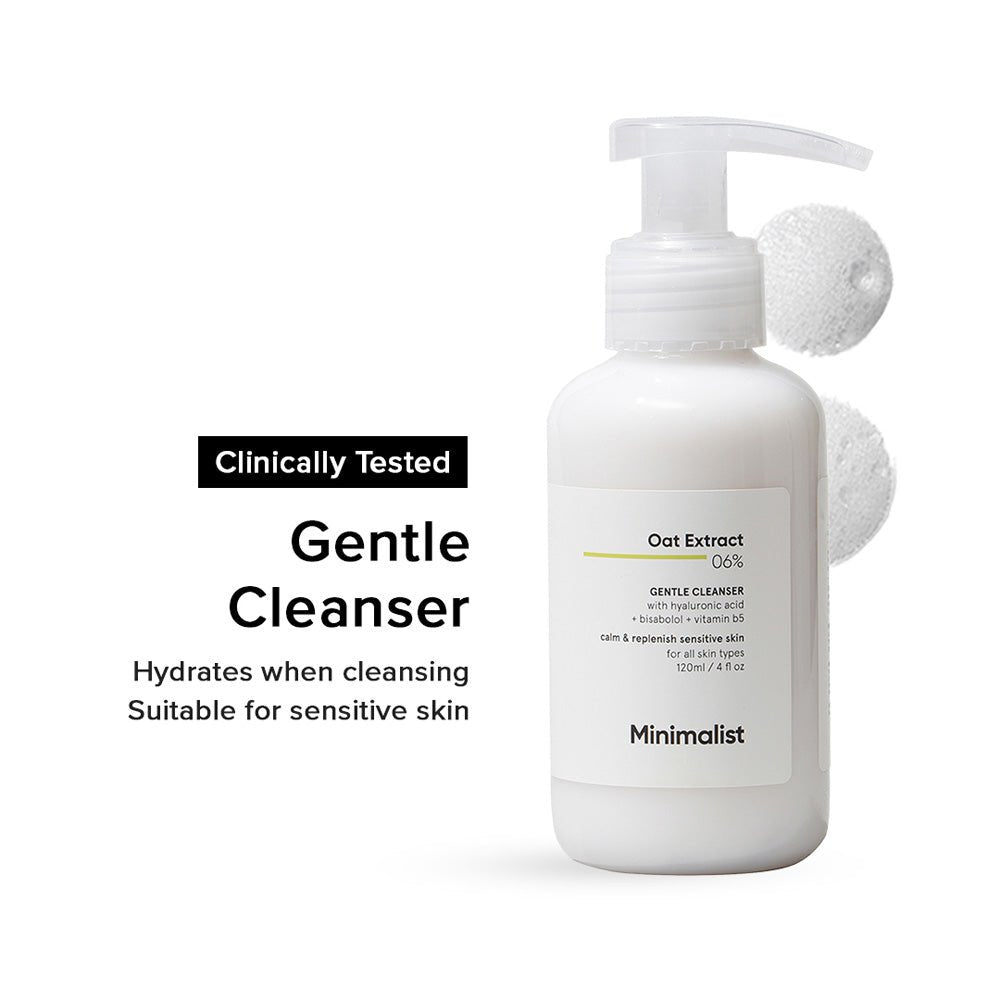 Minimalist Gentle Cleanser 6% Oat Extract Gentle Face Wash With Hyaluronic Acid 120 ml - Beauty Tribe