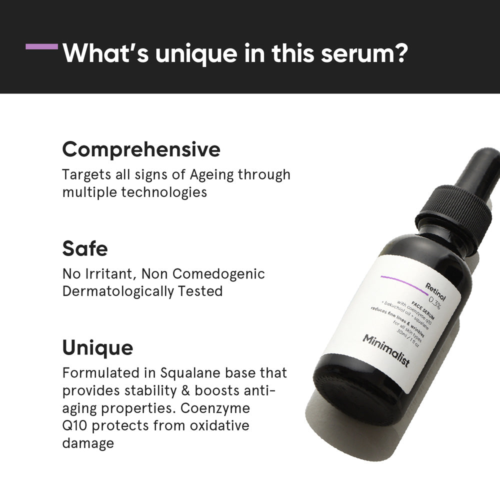 Minimalist Retinol 0.3% Anti Aging Face Serum 30ml - Beauty Tribe