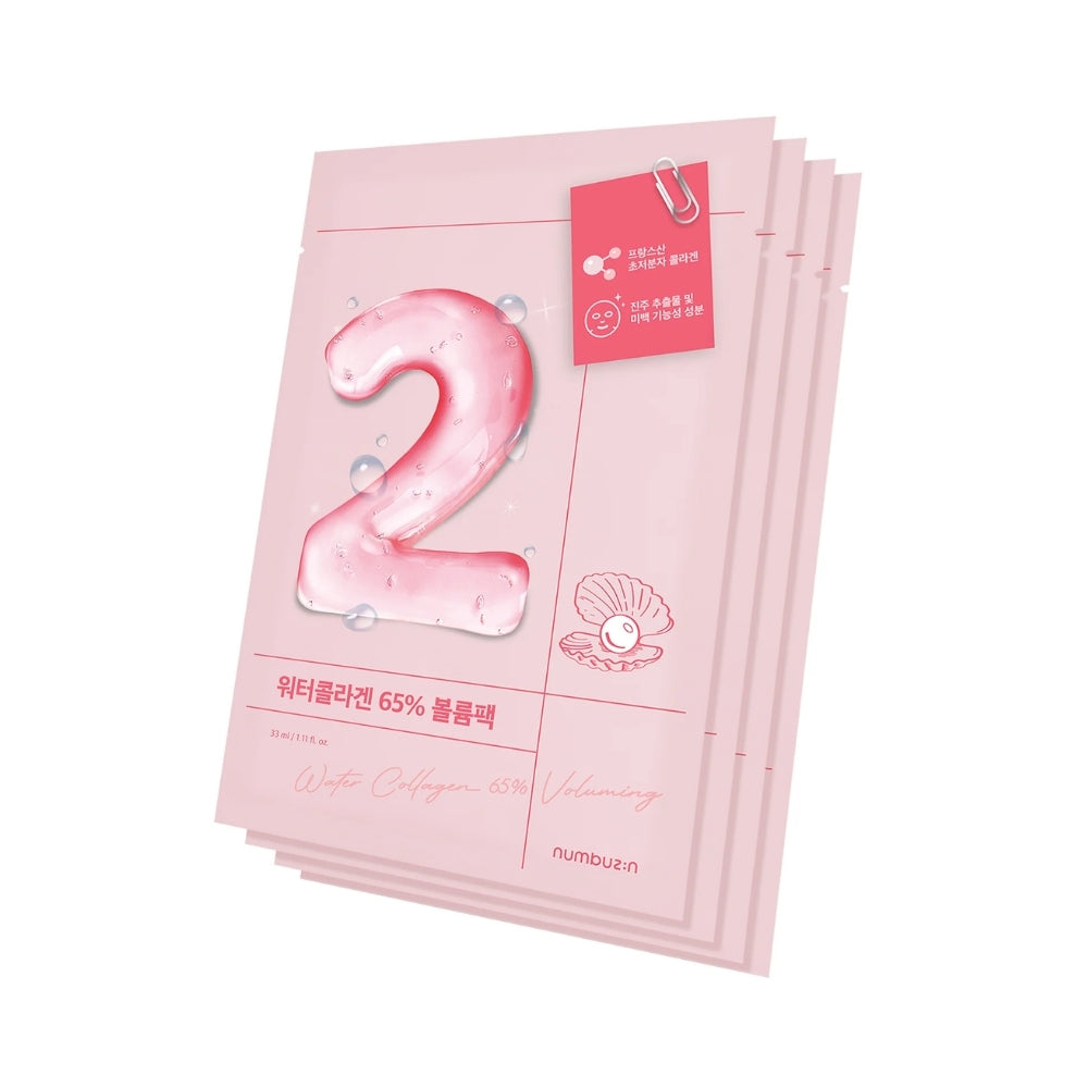 Numbuzin No.2 Water Collagen 65% Voluming Sheet Mask - Pack of 4