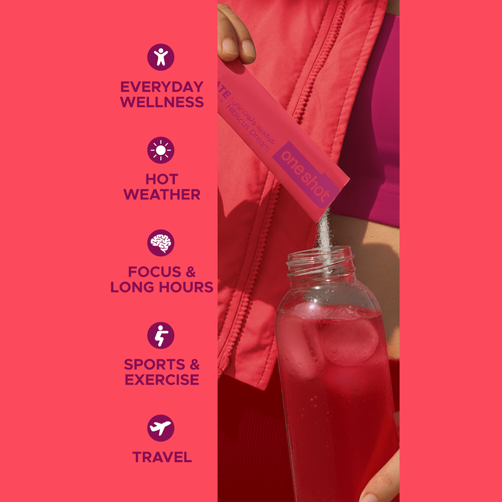 Oneshot Hydrate Electrolyte &amp; Vitamin Drink Mix Hibiscus Dream (14 Sticks) - Beauty Tribe