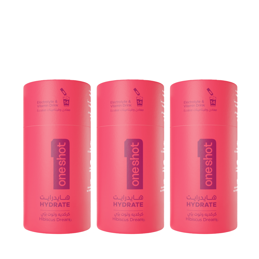 Oneshot Hydrate Electrolyte & Vitamin Drink Mix Hibiscus Dream 3 Pack Set - Beauty Tribe