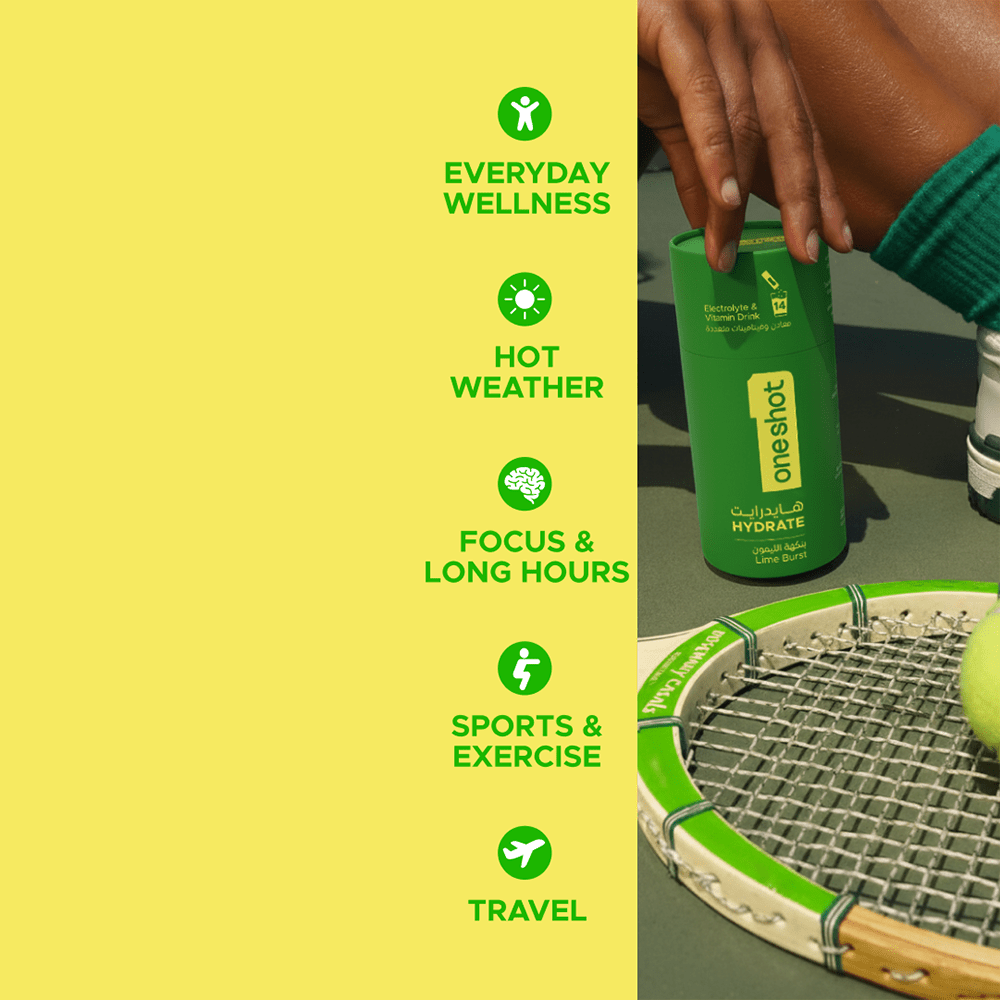 Oneshot Hydrate Electrolyte &amp; Vitamin Drink Mix Lime Burst (14 Sticks) - Beauty Tribe