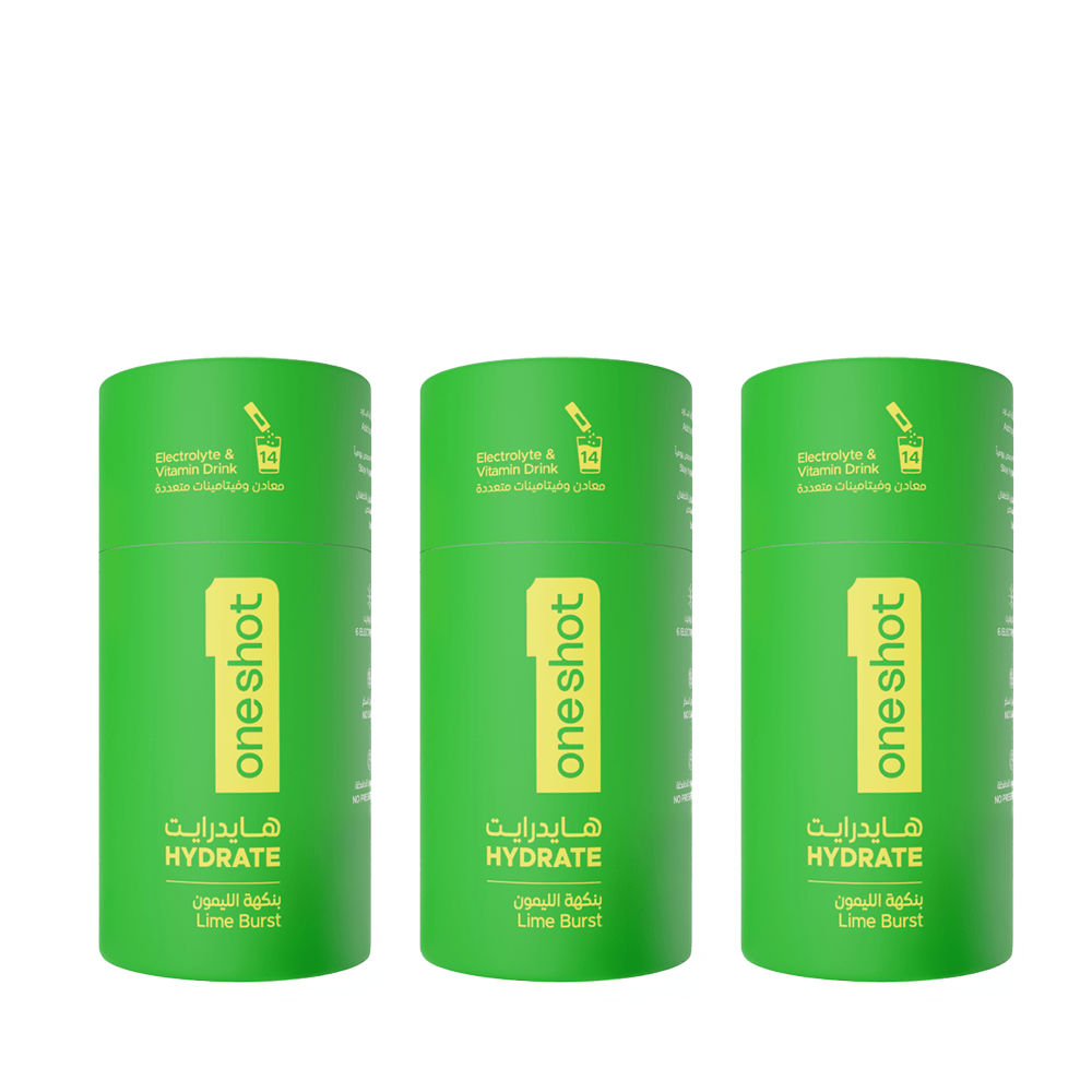 Oneshot Hydrate Electrolyte & Vitamin Drink Mix Lime Burst 3 Pack Set - Beauty Tribe