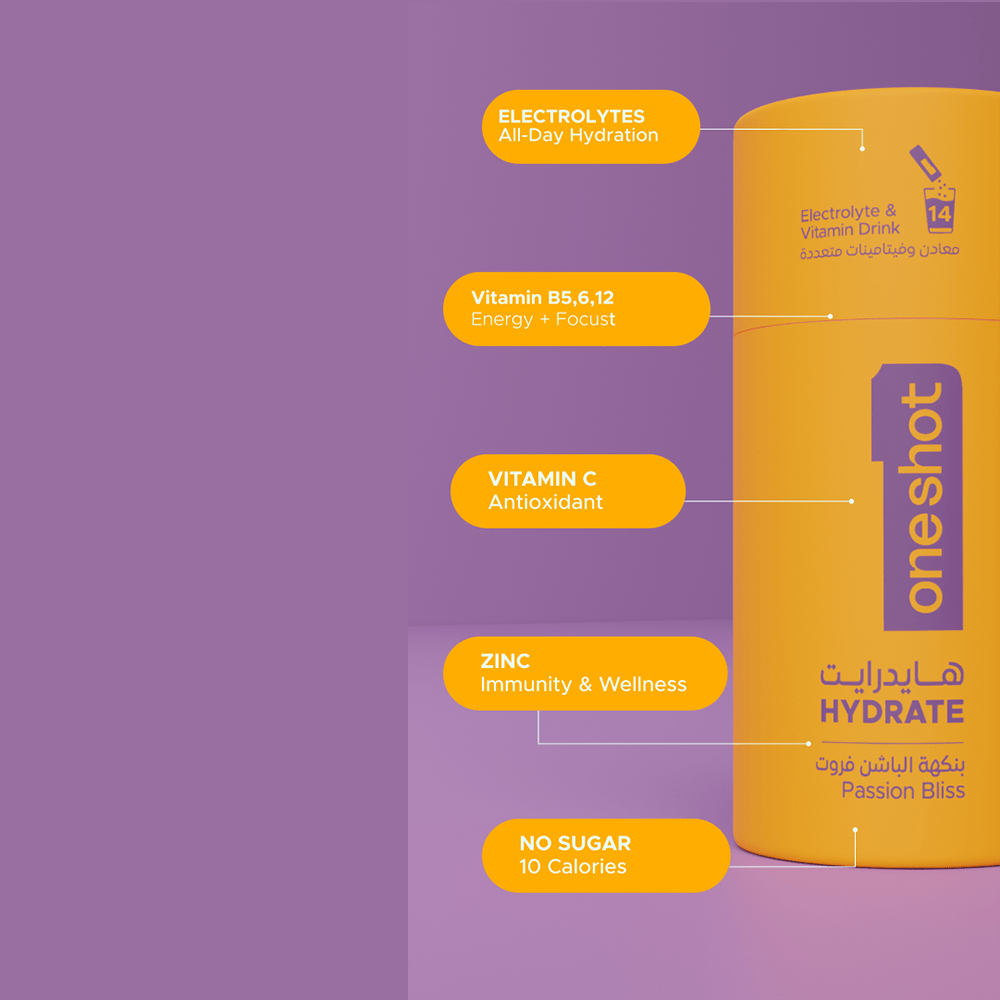 Oneshot Hydrate Electrolyte &amp; Vitamin Drink Mix Passion Bliss (14 Sticks) - Beauty Tribe