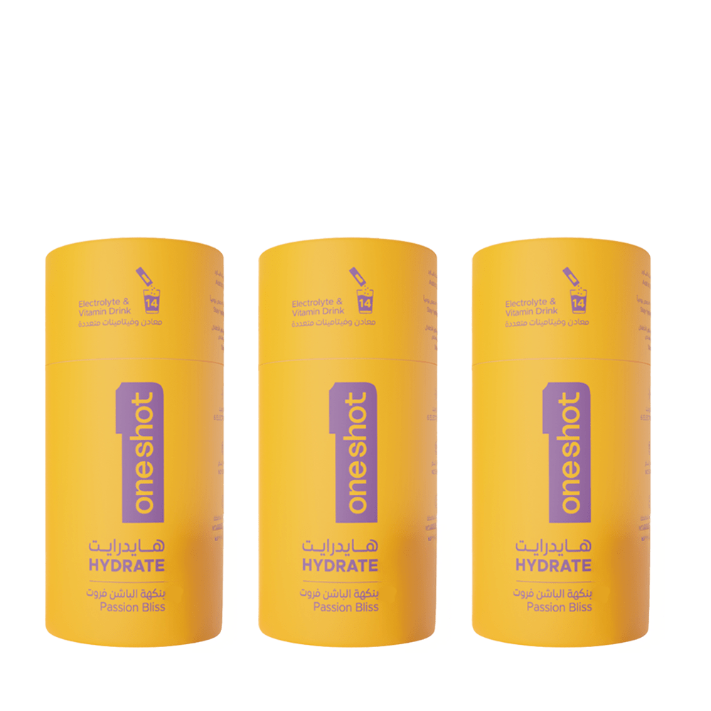 Oneshot Hydrate Electrolyte &amp; Vitamin Drink Mix Passion Bliss 3 Pack Set - Beauty Tribe