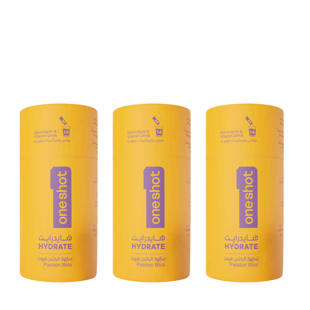 Oneshot Hydrate Electrolyte & Vitamin Drink Mix Passion Bliss 3 Pack Set