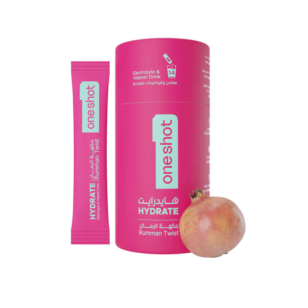 Oneshot Hydrate Electrolyte &amp; Vitamin Drink Mix Rumman Twist (14 Sticks) - Beauty Tribe