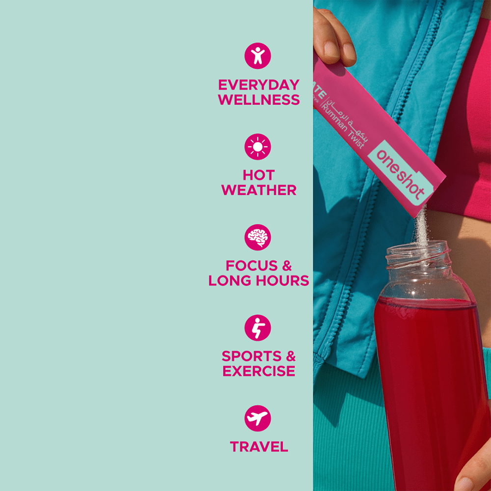 Oneshot Hydrate Electrolyte &amp; Vitamin Drink Mix Rumman Twist (14 Sticks) - Beauty Tribe