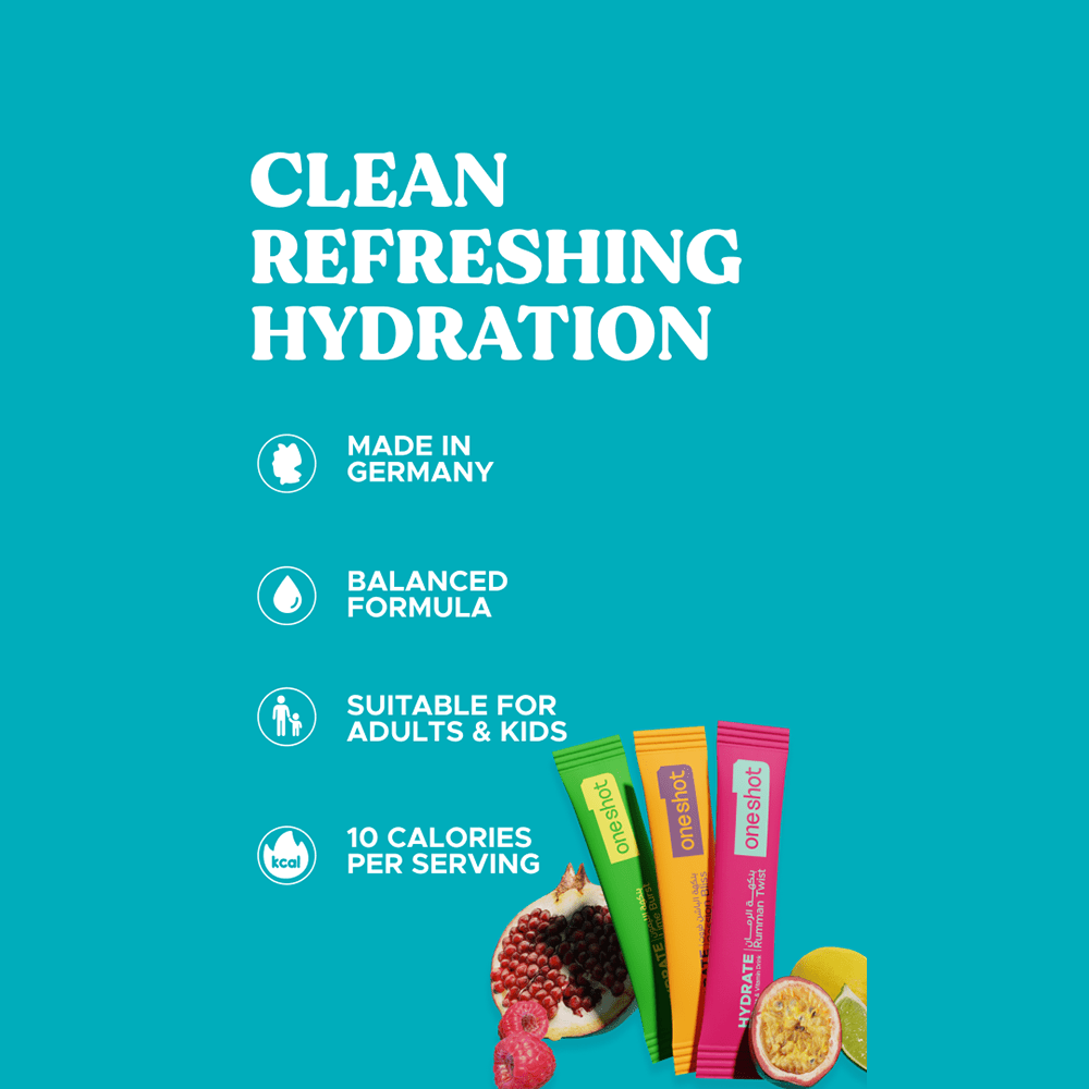 Oneshot Hydrate Electrolyte &amp; Vitamin Drink Mix Taste Pack (3 Sticks) - Beauty Tribe