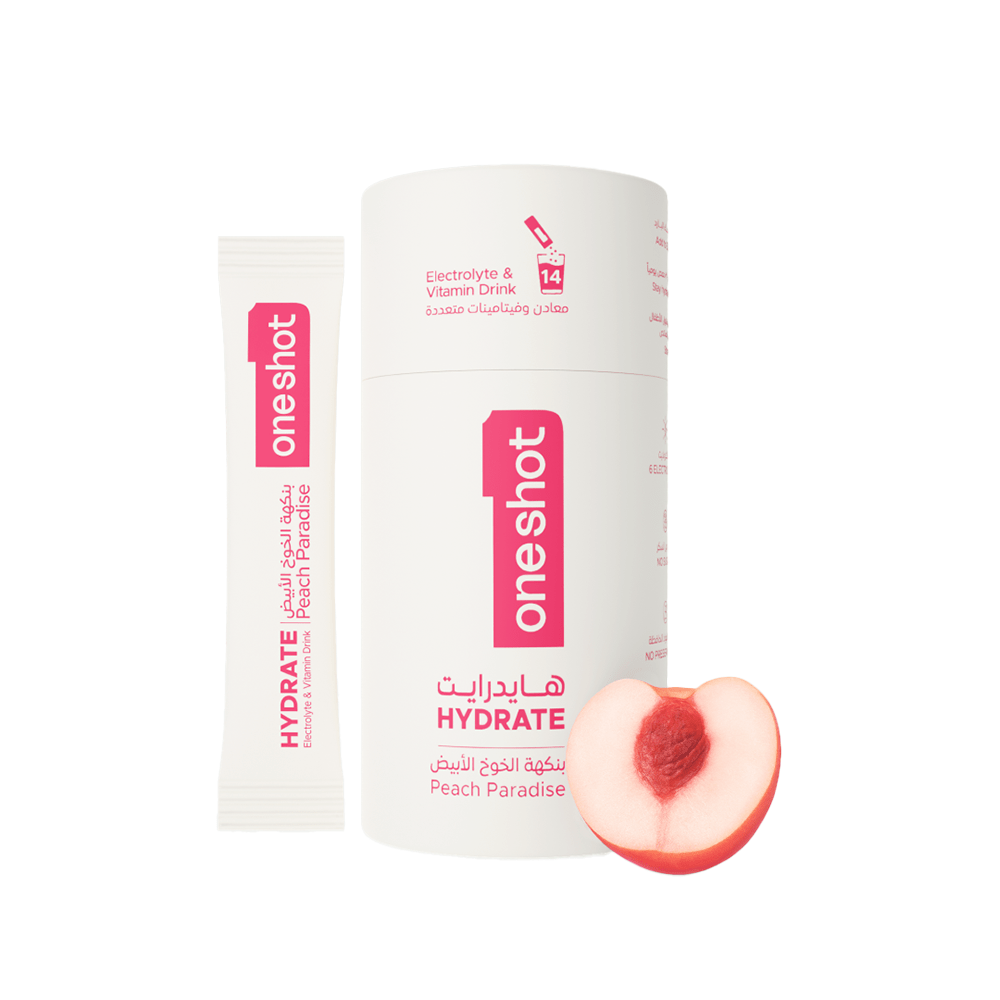 Oneshot Hydrate Electrolyte & Vitamin Drink Mix White Peach (14 Sticks) - Beauty Tribe