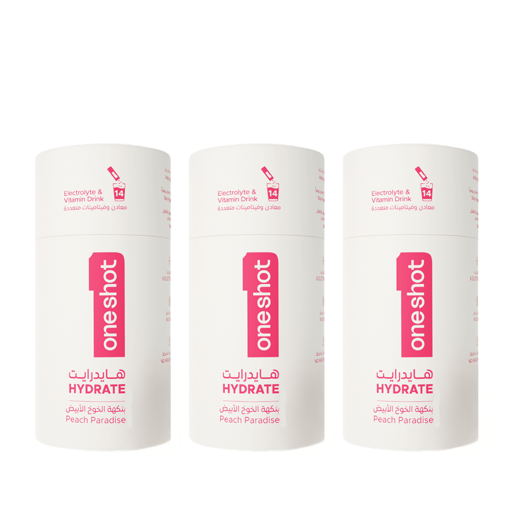 Oneshot Hydrate Electrolyte &amp; Vitamin Drink Mix White Peach 3 Pack Set - Beauty Tribe