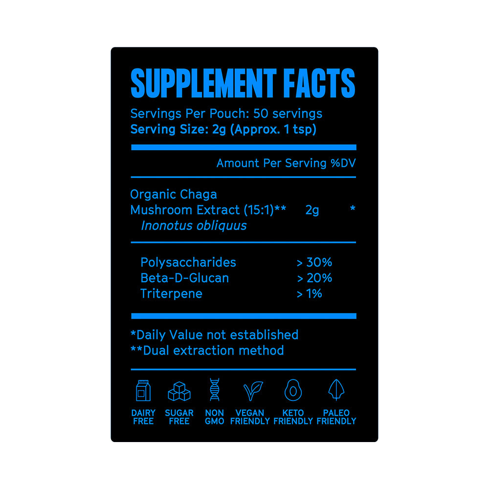 Pure Filth Chaga Mushroom Extract Powder  100g (50 Servings)