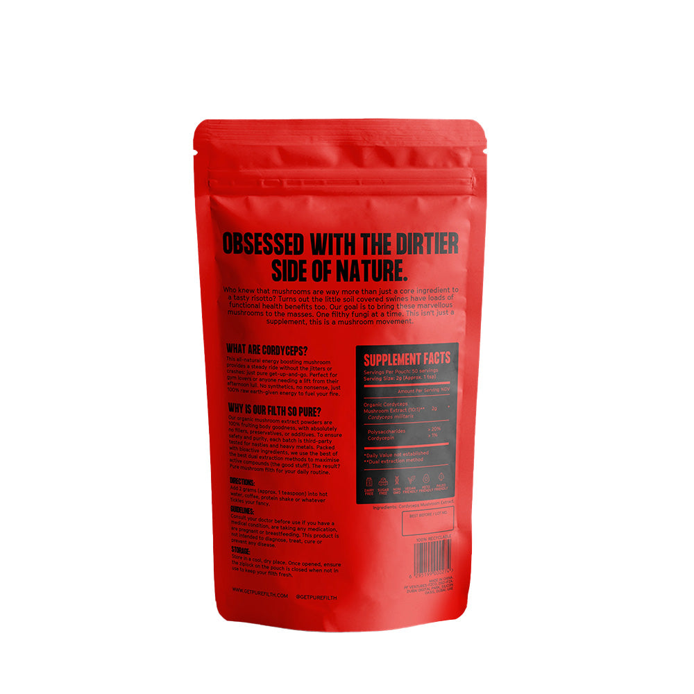 Pure Filth Cordyceps Mushroom Extract Powder  100g (50 Servings)