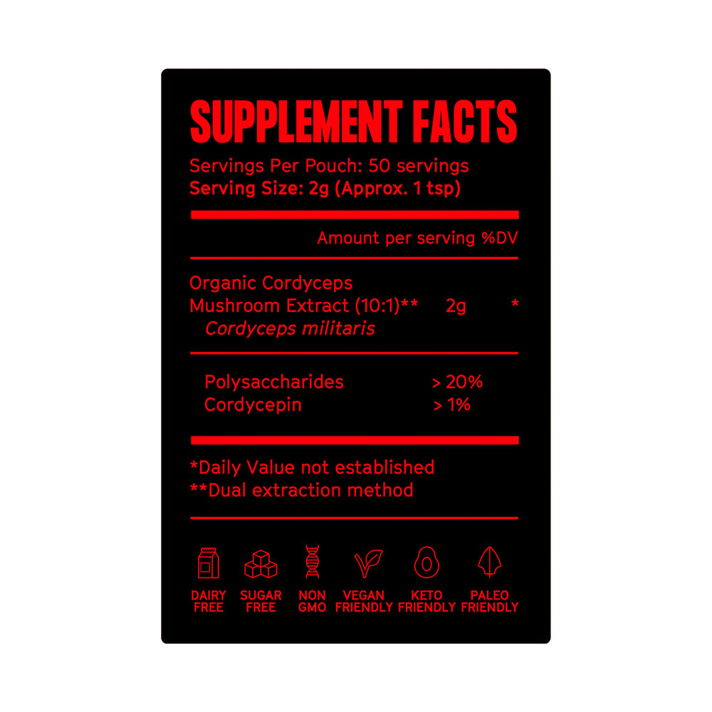 Pure Filth Cordyceps Mushroom Extract Powder  100g (50 Servings)