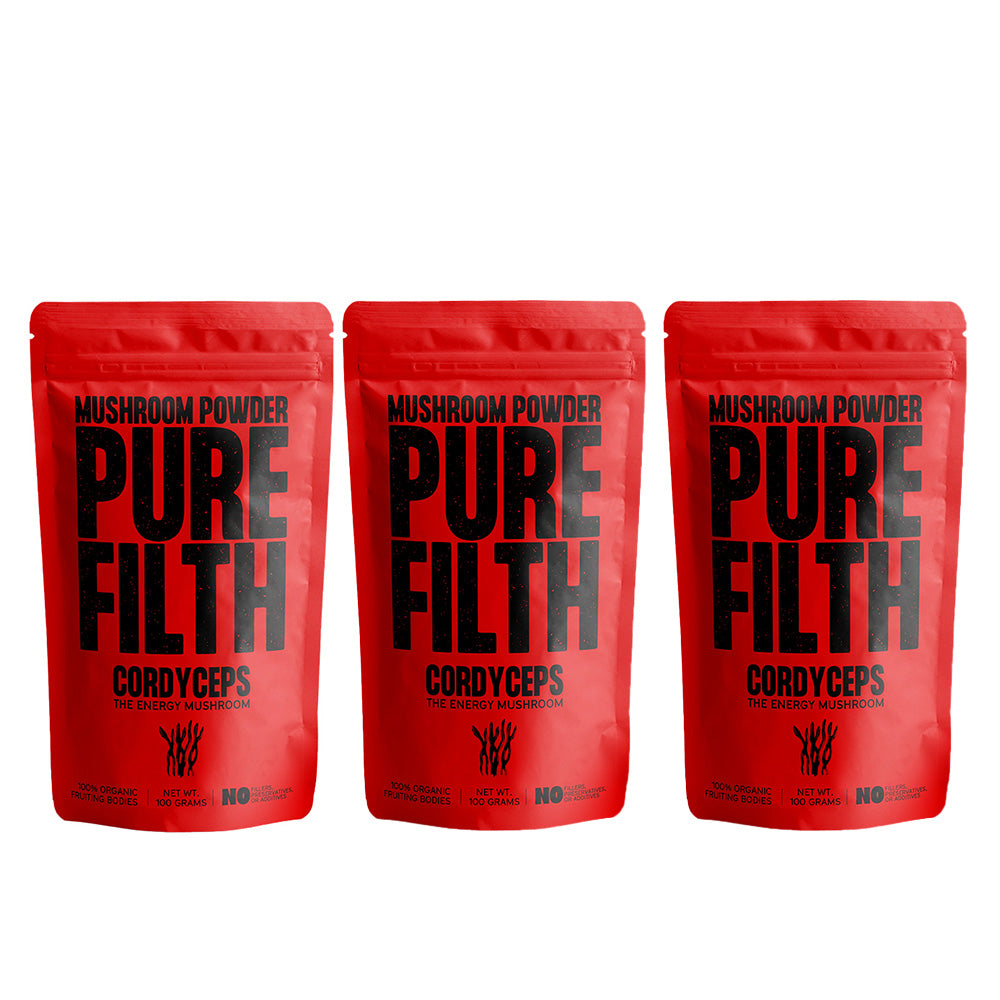 Pure Filth Cordyceps Mushroom Extract Powder 100g 3 Pack Set
