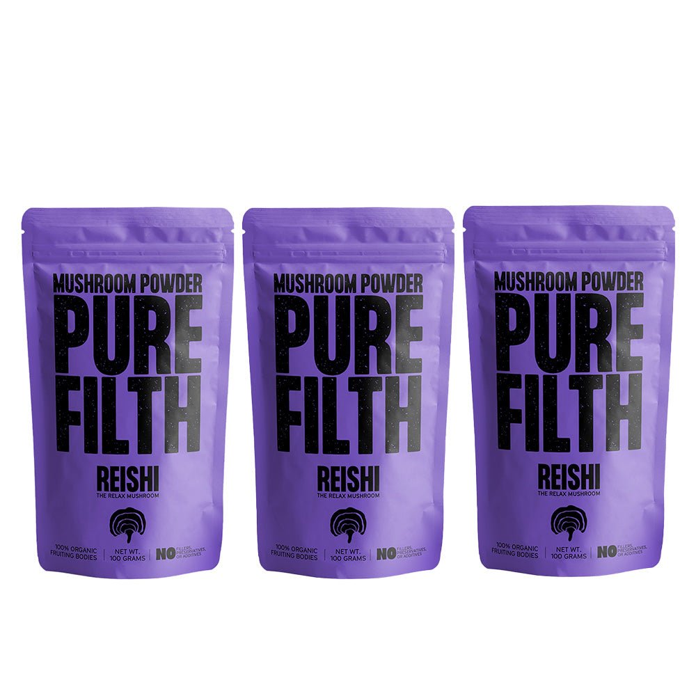 Pure Filth Reishi Mushroom Extract Powder 100g 3 Pack Set - Beauty Tribe