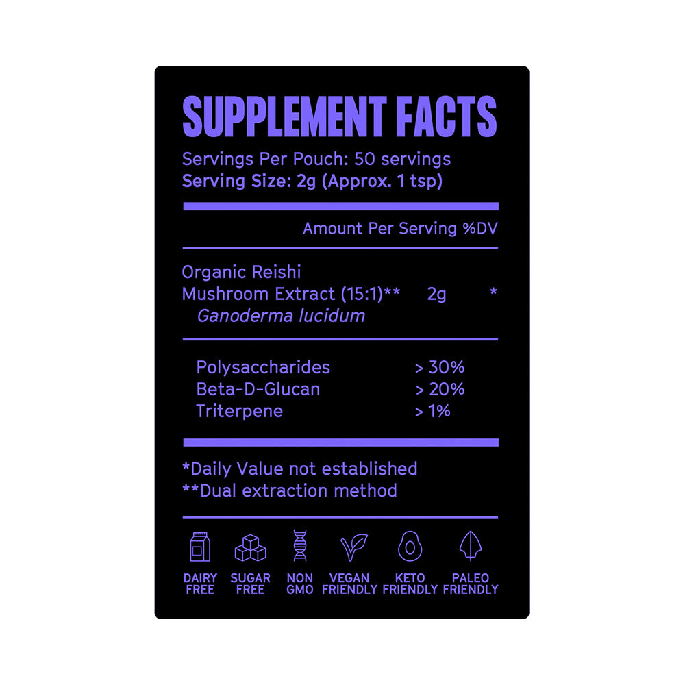 Pure Filth Reishi Mushroom Extract Powder 100g (50 Servings)