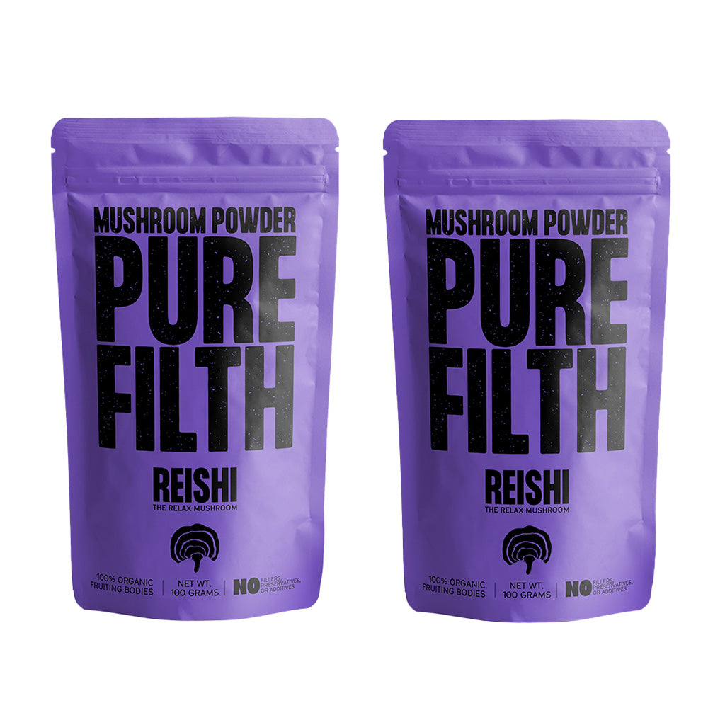 Pure Filth Reishi Mushroom Extract Powder 100g 2 Pack Set