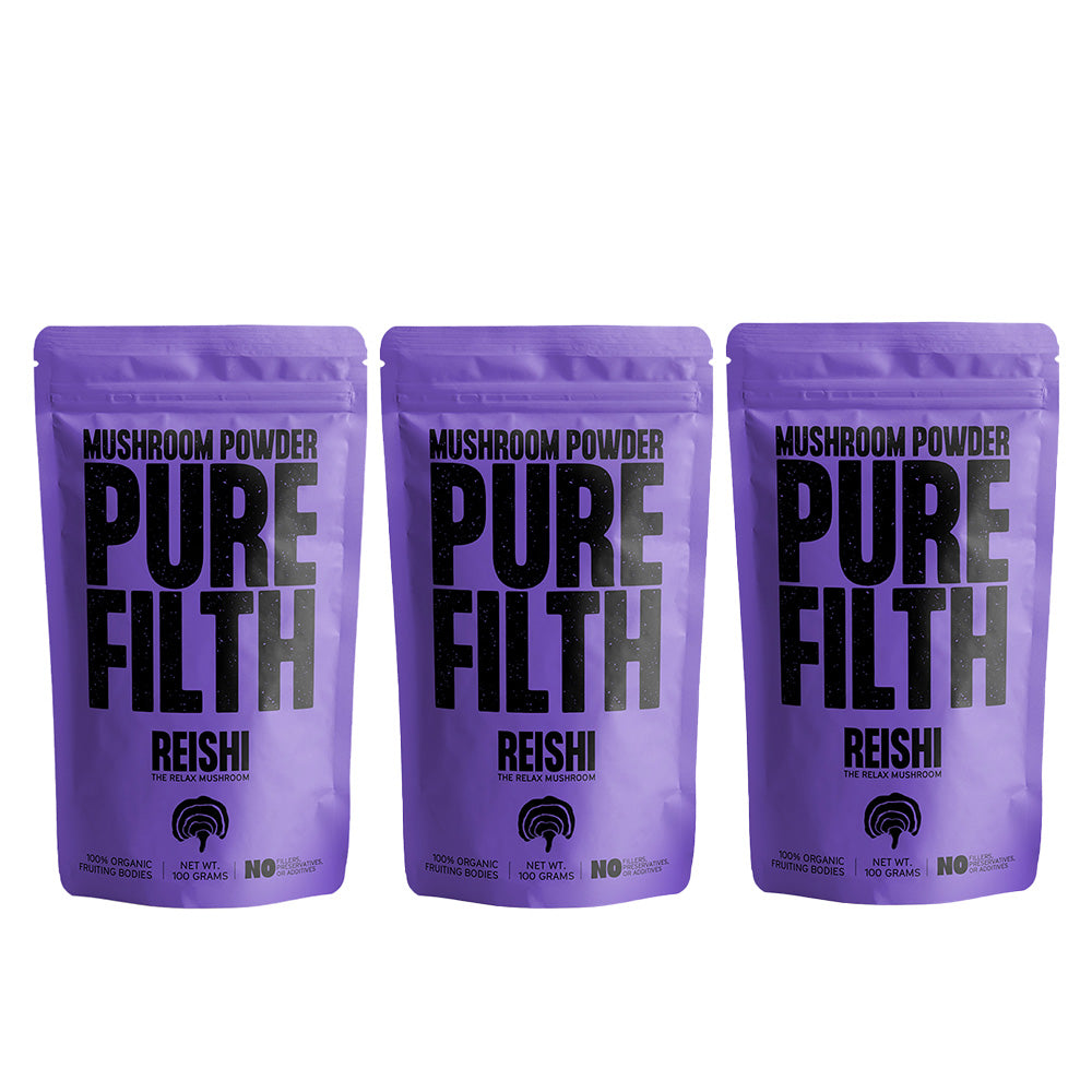 Pure Filth Reishi Mushroom Extract Powder 100g 3 Pack Set