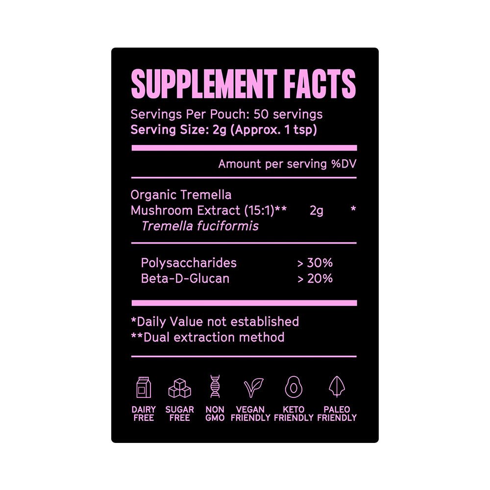 Pure Filth Tremella Mushroom Extract Powder 100g (50 Servings) - Beauty Tribe