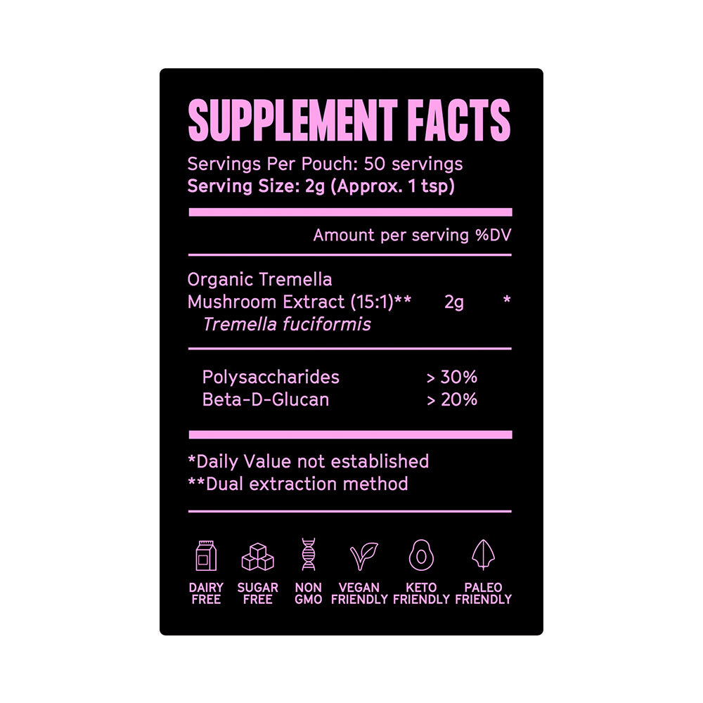 Pure Filth Tremella Mushroom Extract Powder  100g (50 Servings)