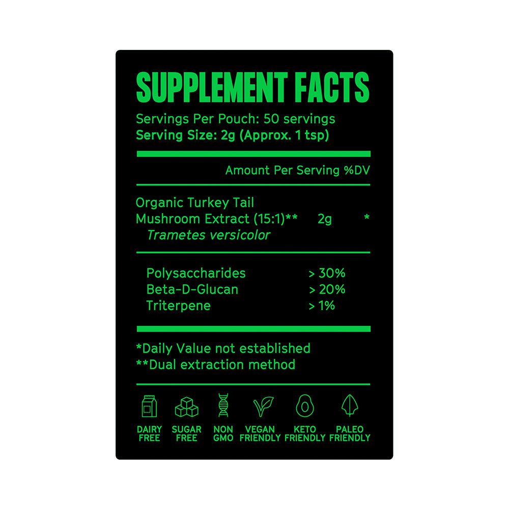 Pure Filth Turkey Tail Mushroom Extract Powder  100g (50 Servings)