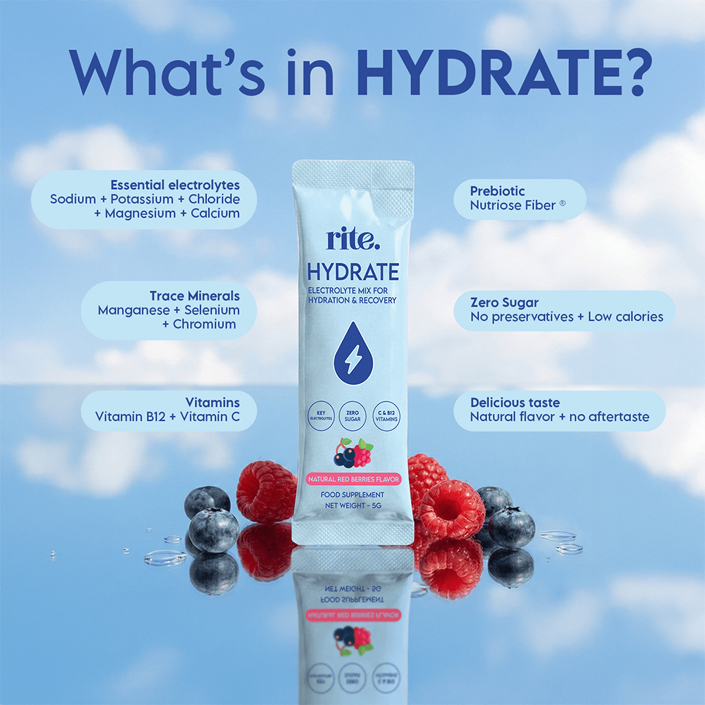Rite Hydrate Electrolytes Red Berries - 15 sticks - Beauty Tribe
