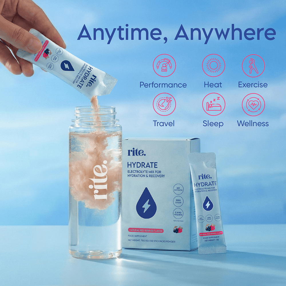 Rite Hydrate Electrolytes Red Berries - 15 sticks - Beauty Tribe