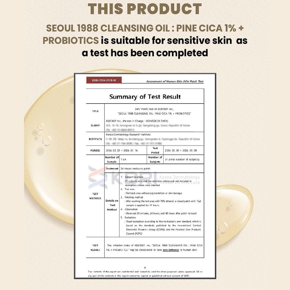 SEOUL 1988 Cleansing Oil - Pine Cica 1% + Probiotics 200ml - Beauty Tribe