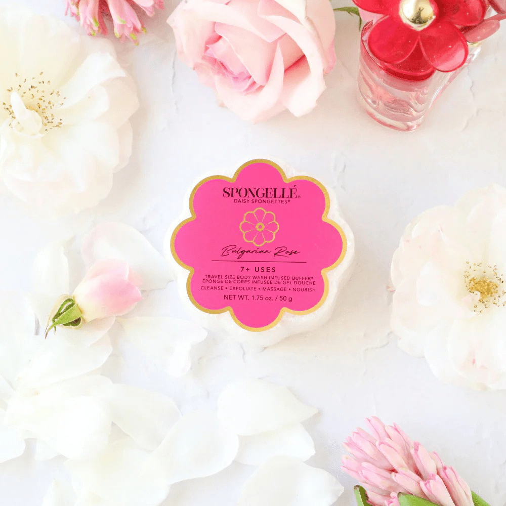 Spongelle Daisy Collection Bulgarian Rose Body Wash Infused Spongette 50 g (7+ Uses) - Beauty Tribe